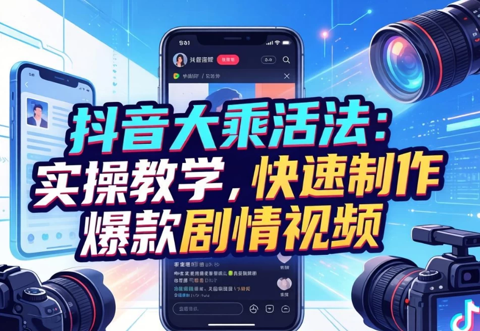 抖音大乘活法：实操教学，快速制作爆款剧情视频