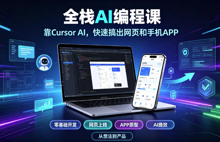 全栈AI编程课：靠Cursor AI，快速搞出网页和手机APP(国外中字)