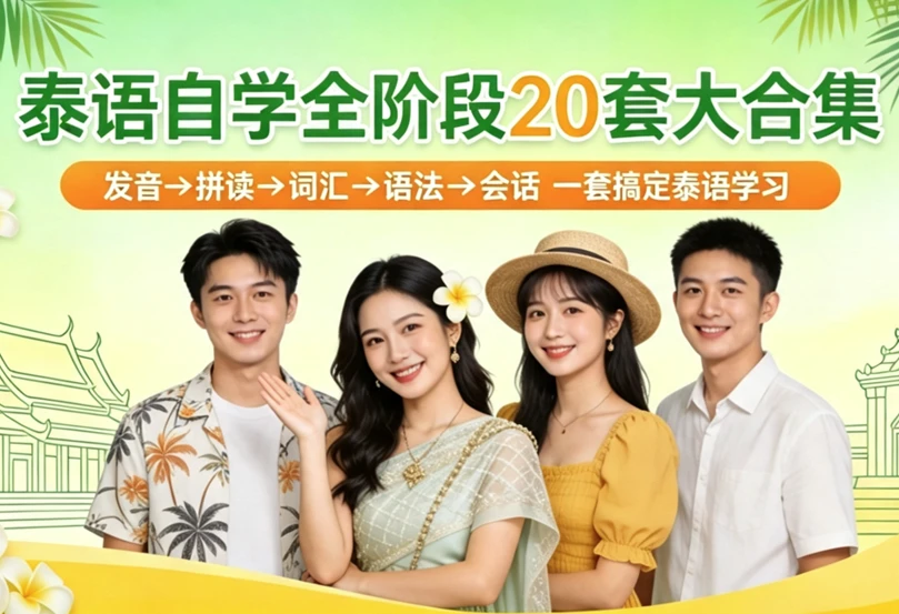 泰语自学全阶段20套大合集，发音→拼读→语法→会话全覆盖，自学党全阶段泰语学习必备