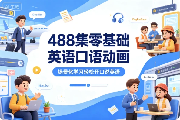 488集零基础英语口语动画，场景化学习轻松开口说英语