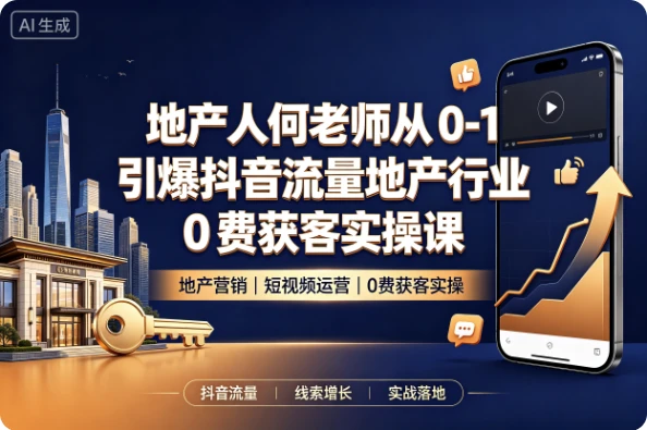 地产人何老师从0-1引爆抖音流量地产行业0费获客实操课